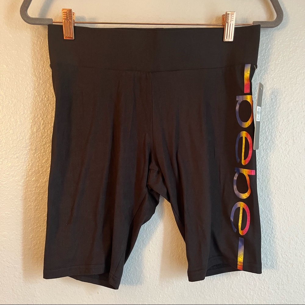 Bebe Black Rainbow Foil Biker Style Shorts Womens Medium